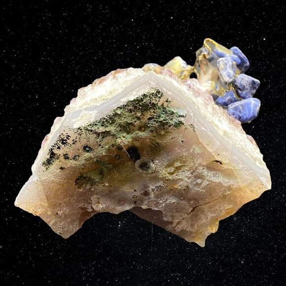 Gem Bonsai Tree on Amethyst Base Miniature Sodalite Stones 4”T 3.5”W - Picture 7 of 7